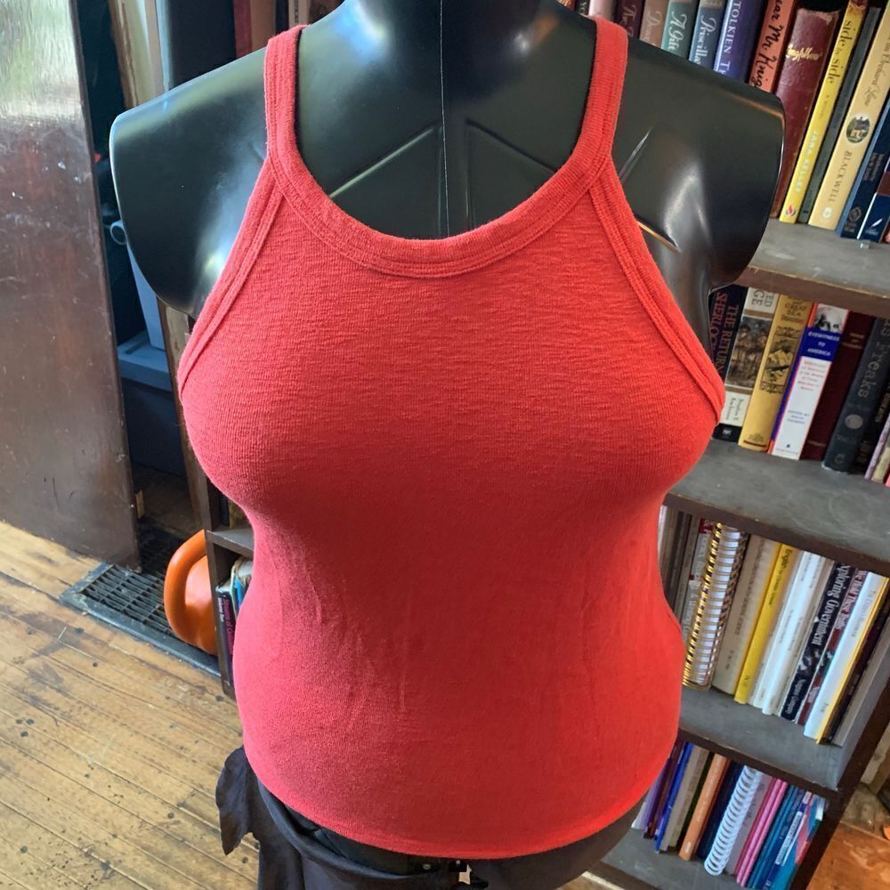 Madewell coral high neck heathered sleeveless M shirt